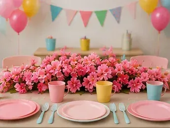 Bloesemtak, roze in gebruik, kinderfeest