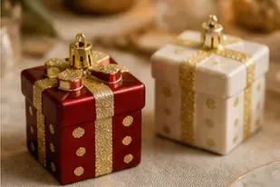 Cadeaudoosje (2 kleuren) in gebruik, feest