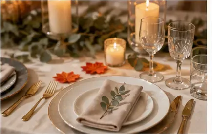 Herfstbladeren (set van 30) in gebruik, diner
