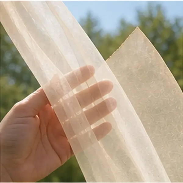 Decoratiedoek chiffon (4 kleuren), ivoor en zalm van dichtbij