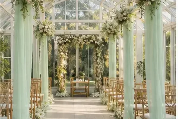 Decoratiedoek chiffon, mintgroen in gebruik, bruiloft