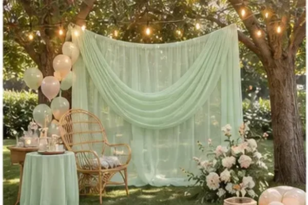Decoratiedoek chiffon, mintgroen in gebruik, feest
