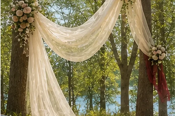 Decoratiedoek chiffon (4 kleuren) in gebruik, bruiloft