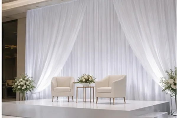 Decoratiedoek tule, wit in gebruik, bedrijfsevenement