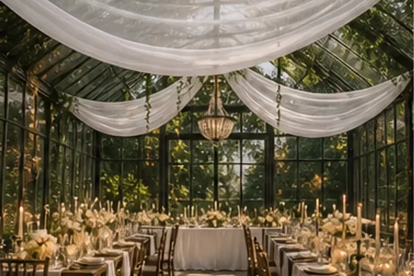 Decoratiedoek tule, wit in gebruik, diner