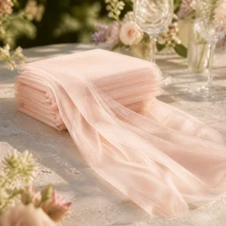 Decoratiedoek tule, zalm licht