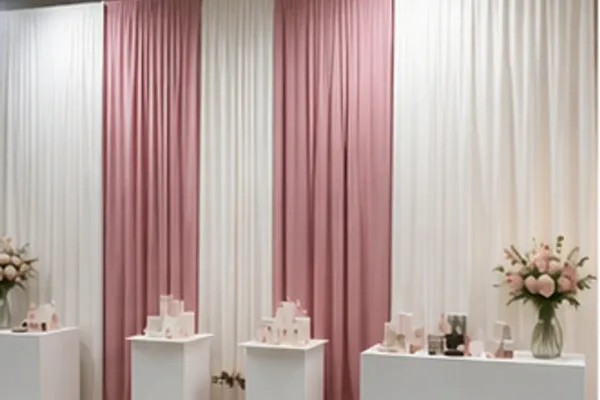 Decoratief doek (roze of wit) in gebruik, bedrijfsevenement