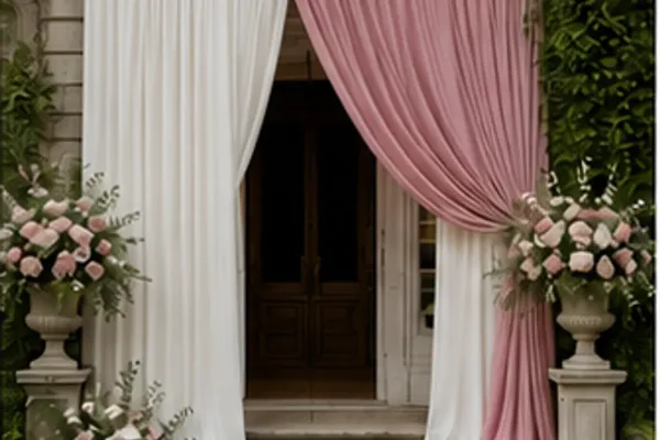 Decoratief doek (roze of wit) in gebruik, bruiloft