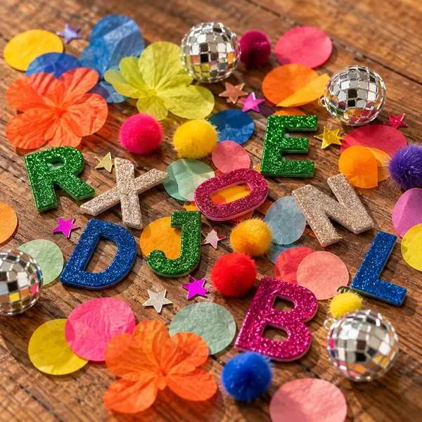 Deco set kindertafel, de glitterletters