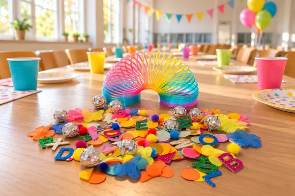 Deco set kindertafel in gebruik, schoolfeest