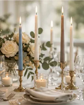 Dinerkaars Bolsius (8 kleuren) in gebruik, bruiloft