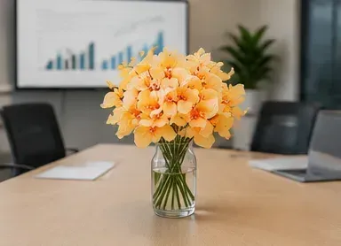 Gele orchidee in gebruik, bedrijfsevenement