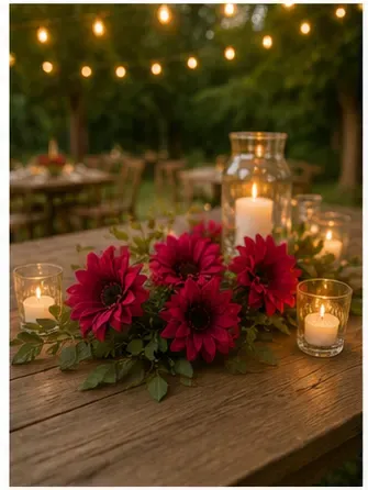 Gerbera, magenta in gebruik, buitenfeest