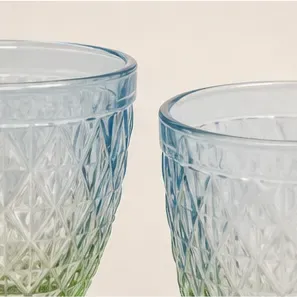 Boho diamantglazen blauw/groen (2 soorten), de rand