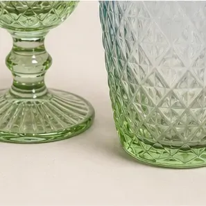 Boho diamantglazen blauw/groen (2 soorten), de voet
