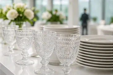 Boho glas helder in gebruik, bedrijfsevenement