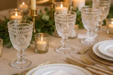 Boho glas helder in gebruik, diner