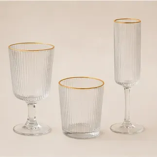 Ribbelglazen (3 soorten), de drie glazen