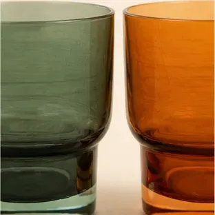 Waterglas rookgroen/amber, rookgroen en amber