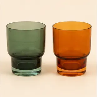 Waterglas rookgroen/amber, de twee kleuren