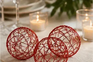 Glitterdraadbal, rood in gebruik, diner