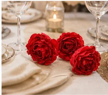 Glitterroos, rood in gebruik, diner