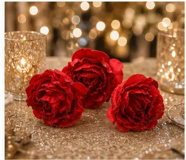 Glitterroos, rood in gebruik, feest