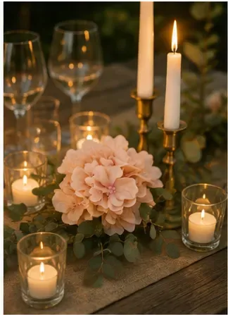 Hortensia, perzik in gebruik, diner