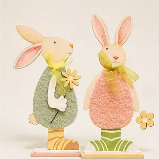 Houten haasje (2 kleuren), de twee haasjes