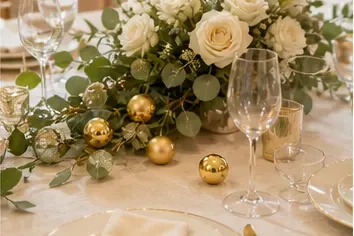 Kerstbal, goud (mat of glanzend) in gebruik, bruiloft