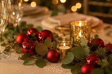 Kerstbal, rood (mat of glanzend) in gebruik, feest