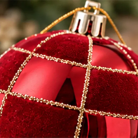 Kerstballen Forest, set van 3 (3 kleuren), rood, geruit