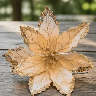 Kerstster, champagne met goud