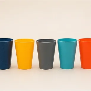 Effen kinderbeker (5 kleuren), de vijf kleuren