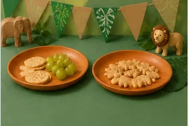 Houtlook kinderbord (2 maten) in gebruik, feest