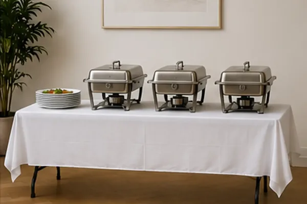 Klaptafel in gebruik, buffet