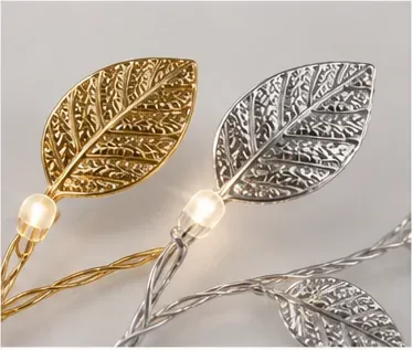 Koperdraad ledverlichting, blaadjes (goud of zilver), goud en zilver naast elkaar
