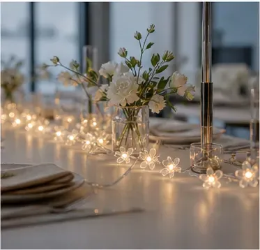 Bloemen lichtsnoer, kunststof in gebruik, bedrijfsevenement