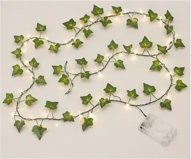 Groene blaadjes ledverlichting, het snoer, opgerold