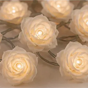 Rozenbloem lichtsnoer (roze, wit of rood/wit), de witte rozen