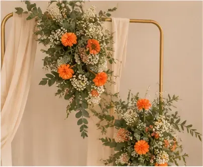 Oranje anjer in gebruik, in een boog