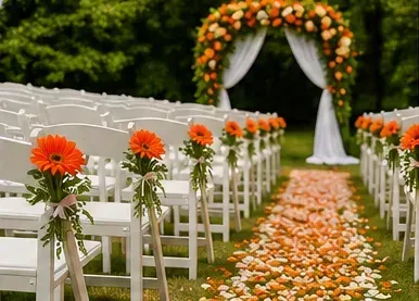 Oranje gerbera in gebruik, bruiloft