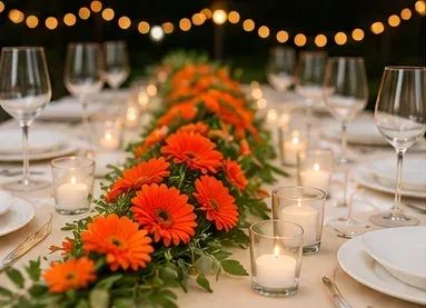 Oranje gerbera in gebruik, feest