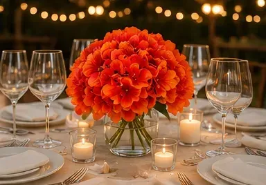 Oranje hydrangea in gebruik, feest