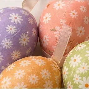 Gebloemd paasei (4 kleuren), de vier bij elkaar