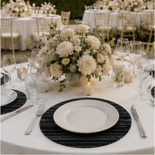 Placemat gestreept, zwart-zilver