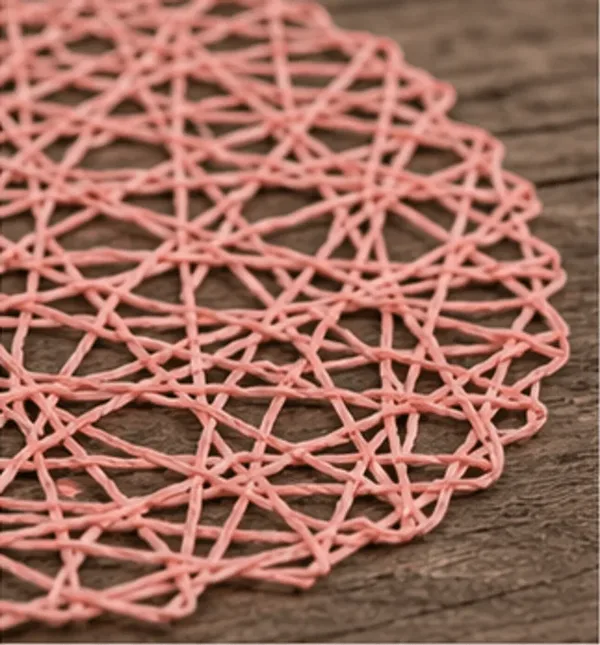 Placemat geweven touw (3 kleuren), de roze placemat van dichtbij