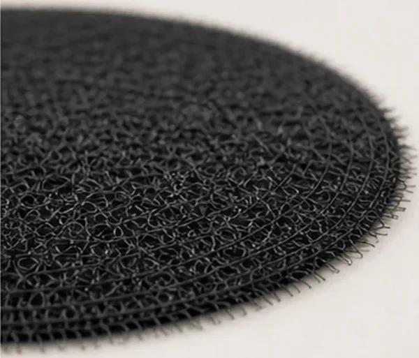 Placemat glinster, zwart, de vezels van dichtbij