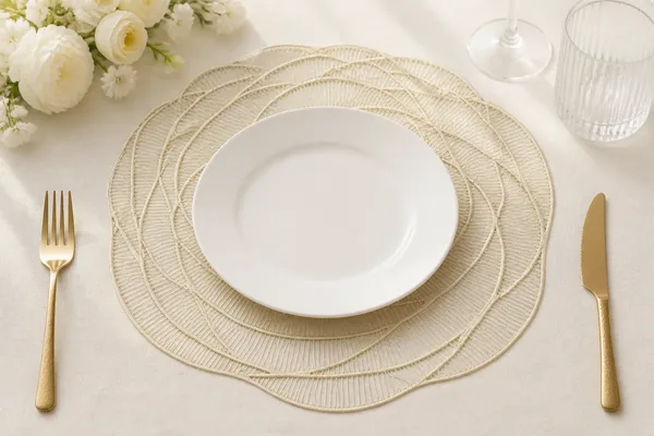 Placemat gouden roos in gebruik, bruiloft