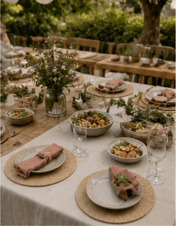 Placemat, jute in gebruik, feest